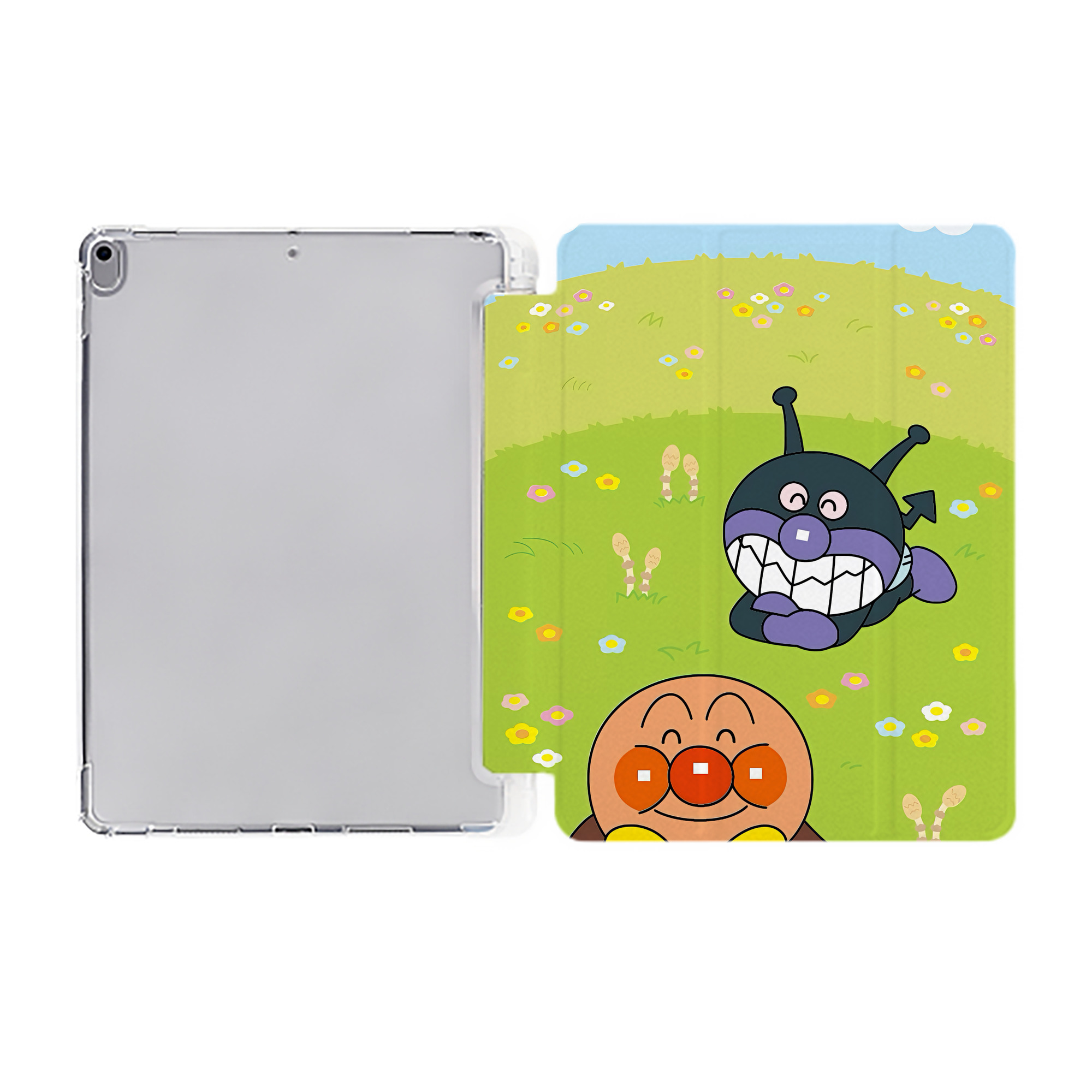 （画像用） アンパンマン Anpanman IPad ケース ペン収納付き 三つ折りスタンド PUレザー×シリコン 対応機種9.5/10.5/10.9インチ